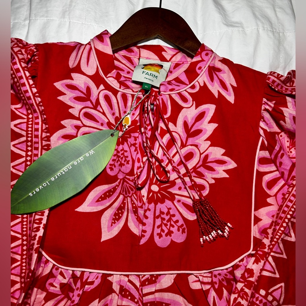 NWT FARM Rio Red and Cream Floral Mini Dress - Picture 10 of 12